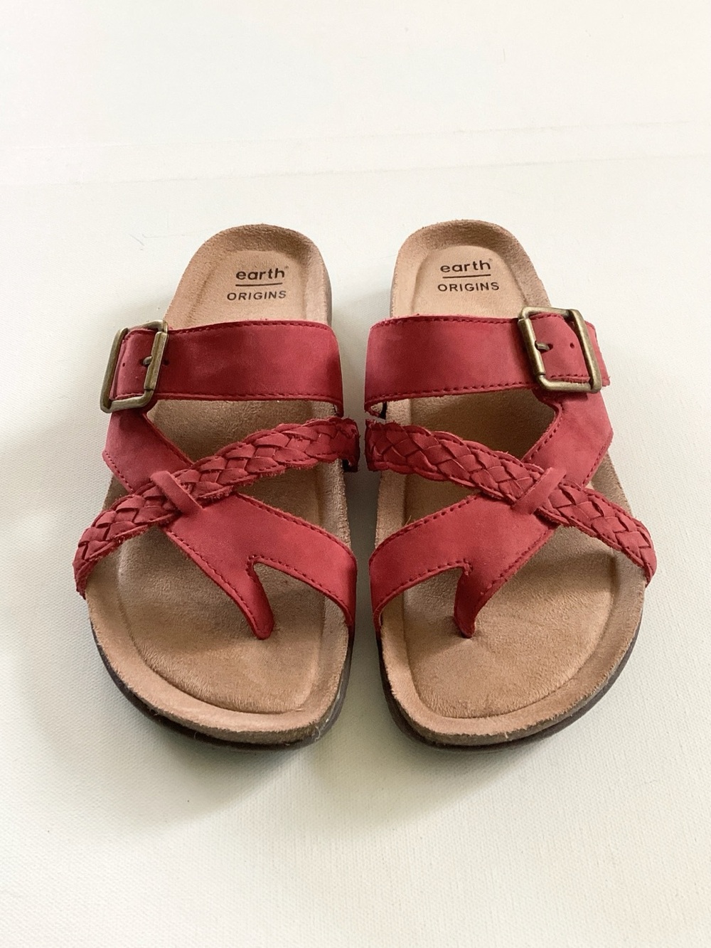 Earth Origins Red Braided Buckle Sandals